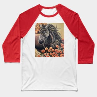 Golden Horse Floral Painting Baseball T-Shirt